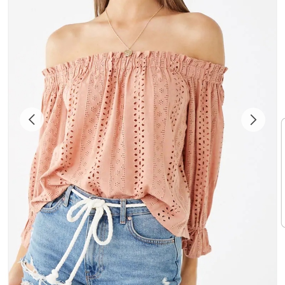 Blush Eyelet Off The Shoulder Top